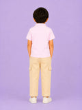Boys Cotton Co-Ord Set – Pink Polo T-Shirt & Beige Cargo Pants