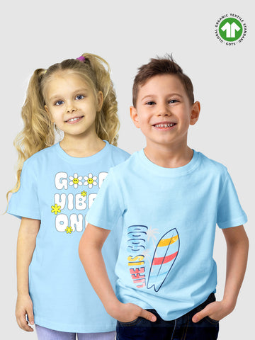 Kidbea 100% Bamboo fabric boys T-Shirt (Pack of 2) | Life is Good & Good Vibes only