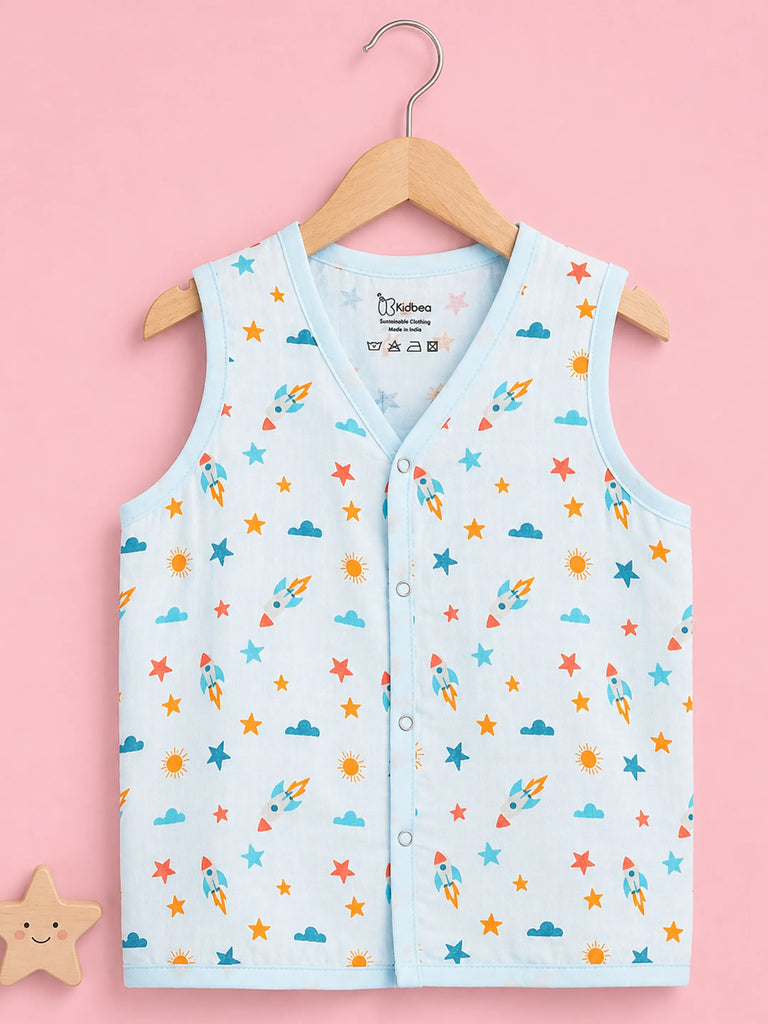 BambooTEC™ Bamboo Muslin Baby Jhabla Pack of 4 – Road, Submarine, Space & Giraffe Prints