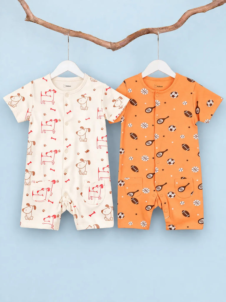 Organic Cotton Unisex Romper Pack of 2 – Dog & Sports Prints