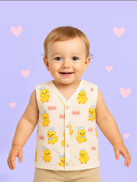 Premium Extra Soft Muslin Baby Jhabla | Cute Duck Print