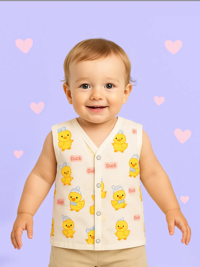 Premium Extra Soft Muslin Baby Jhabla | Cute Duck Print