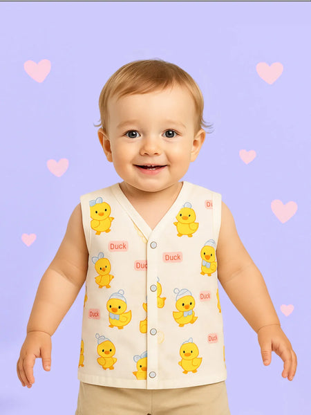 Premium Extra Soft Muslin Baby Jhabla | Cute Duck Print