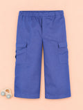 Unisex Blue Cotton Kids Cargo Jogger Pants – Comfortable Everyday Bottomwear