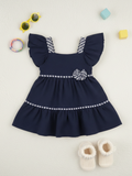 Baby Girl Navy Blue Tiered Frock | Soft & Breathable Cotton Dress