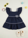 Baby Girl Navy Blue Tiered Frock | Soft & Breathable Cotton Dress