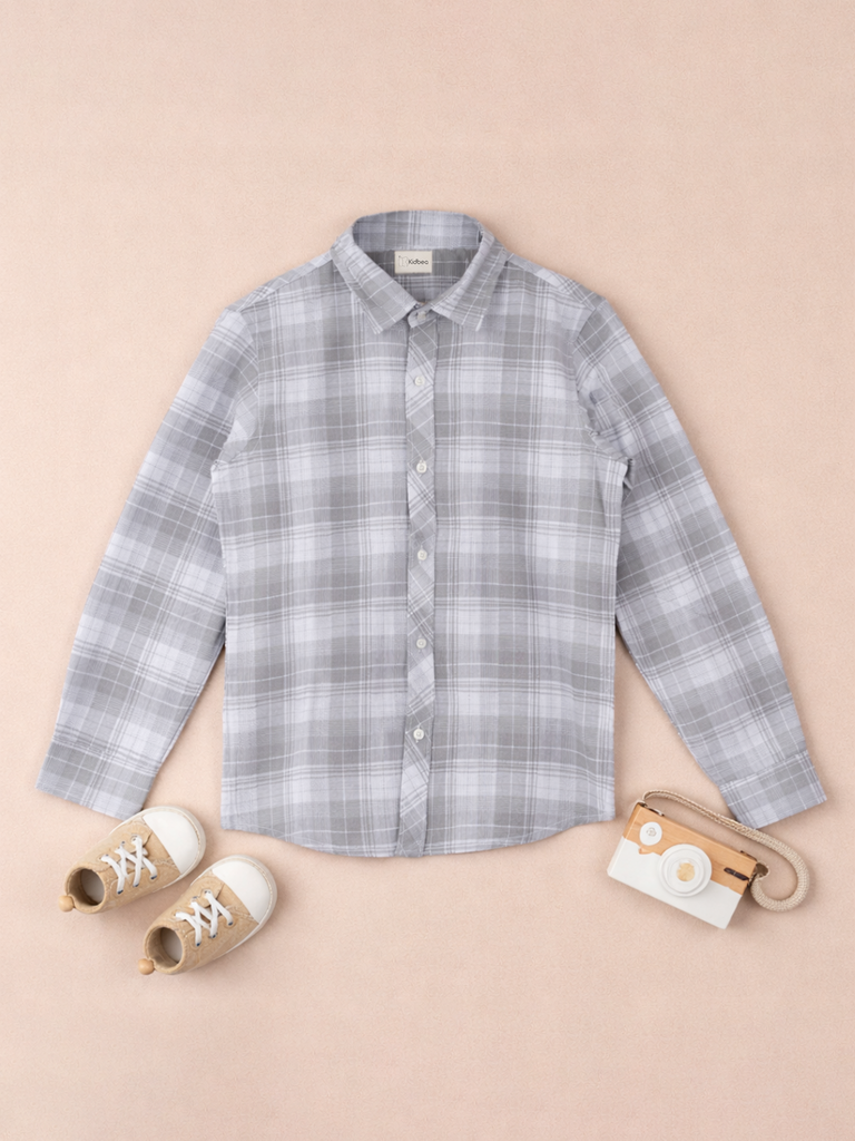 Boy Solid Blue Casual Shirt | 100% Organic Cotton