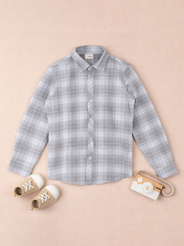 Boy Solid Blue Casual Shirt | 100% Organic Cotton