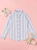 Boy Grey Striped Full Sleeve Shirt | 100% Organic Cotton