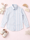 Boys Blue Striped Full Sleeve Shirt | 100% Organic Cotton