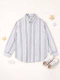 Boy Grey Striped Full Sleeve Shirt | 100% Organic Cotton