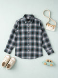 Boys Blue Checked Full Sleeve Shirt | 100% Organic Cotton