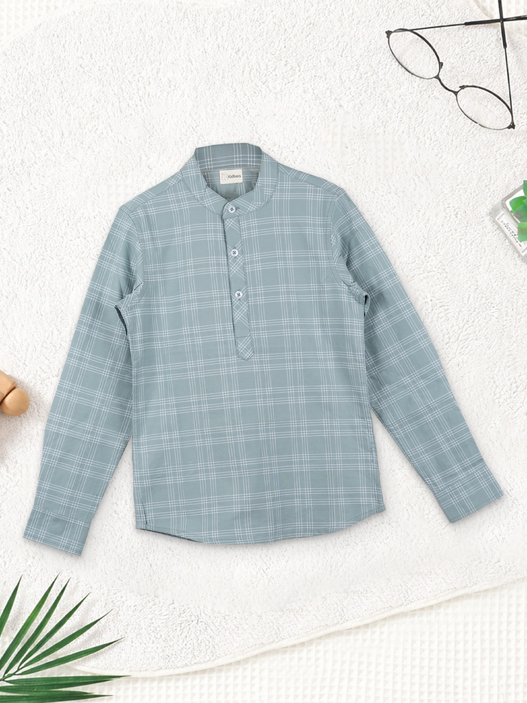 Boys Checked Kurta Shirt | 100% Organic Cotton