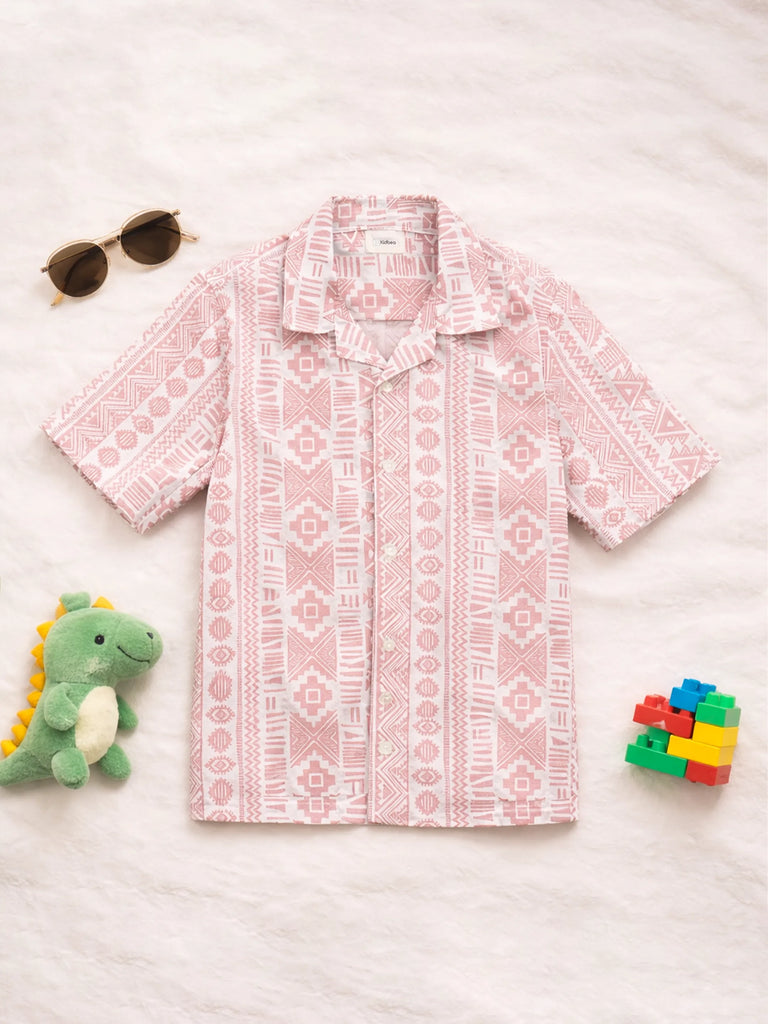 Boy Ethnic Print Half Sleeve Shirt | 100% Organic Cotton