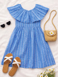 Girls Blue Printed Sleeveless Frock | 100% Organic Cotton