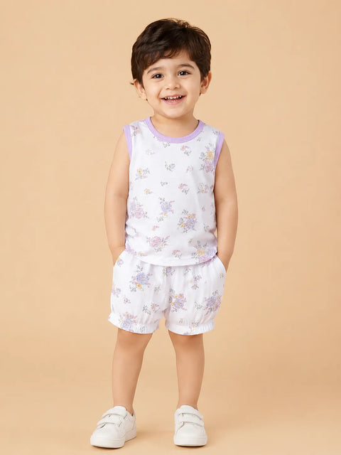 BambooTEC™ Unisex Bamboo Fabric Floral Print Vest & Shorts Set