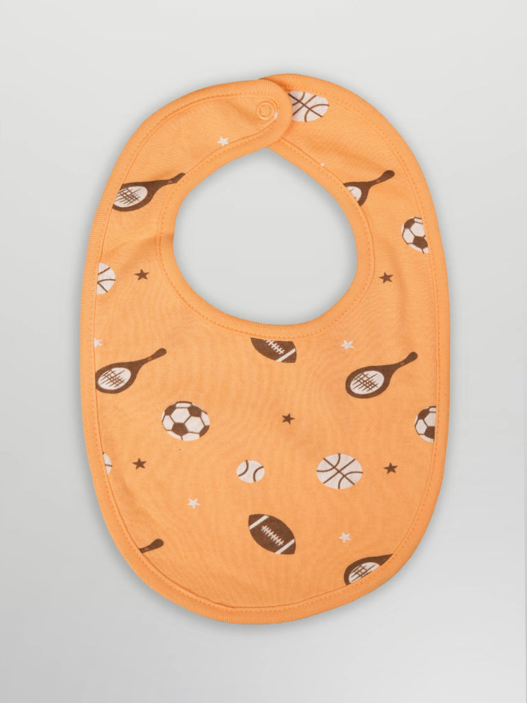 Organic Cotton Baby Bib – Soft Breathable Football Print, Feeding & Drool Bib