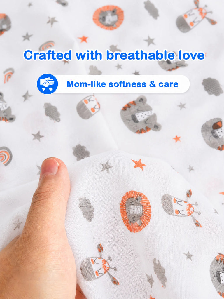 Organic Cotton Muslin Baby Napkin Pack of 5 – Soft & Breathable Baby Napkins