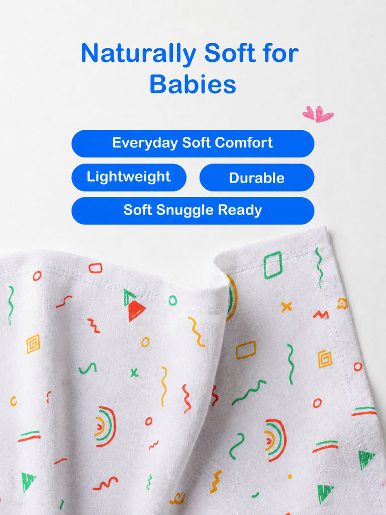 Organic Cotton Muslin Baby Napkin Pack of 3 – Soft & Breathable Baby Napkins