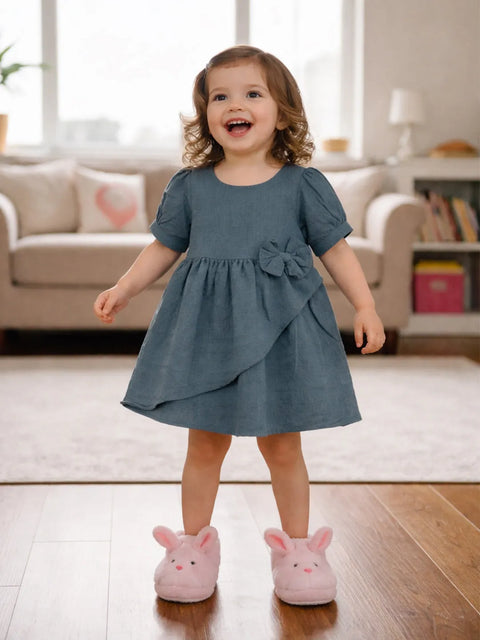 Baby Girls Organic Cotton Frock with Puffed Sleeves