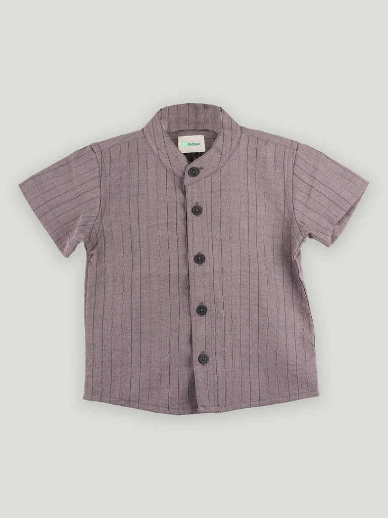 Baby Boy Half Sleeve Cotton Shirt with Mandarin Collar |  Organic Cotton