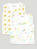 Kidbea Extra Soft Mulmul Cotton Jhabla Cloth for Baby | Cute Chick and Rainbows Print May Vary