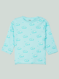 Organic Cotton Unisex Baby Co-ord Set – Soft Breathable Blue Turtle Print Full Sleeve T-shirt & Pyjama for Infants