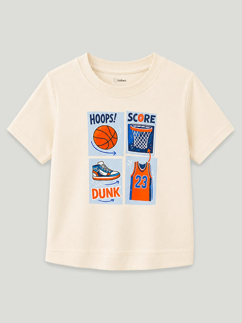 Bamboo Fabric Unisex Kids T-Shirt – Basketball Print Soft Breathable Tee
