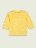 Organic Cotton Unisex Baby Co-ord Set – Soft Breathable Yellow Bow Print Full Sleeve T-shirt & Pyjama for Infants