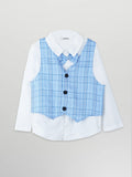 Baby Boy Checked Waistcoat Suit Set | Formal Shirt, Pants, Waist, Cap & Bow