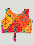 Girls Multicolor Ethnic Crop Top & Skirt Set – Traditional Festive Wear