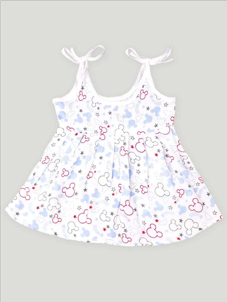 Extra Soft Muslin  Fabric Baby Girls Frock | Pack of 6 | Mickey, Tiger, Space, Rainbow, Butterfly and Cute Chick Print