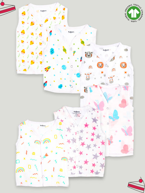 Extra Soft Muslin Cotton Jhabla Cloth for Baby | Cute Chick, Space, Tiger, Star, Butterfly and Rainbow | Print Pack of 6 | Print May Vary