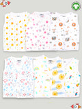 Extra Soft Mulmul Cotton Jhabla Cloth for Baby | Cute Chick, Star, Tiger, Mickey, Space, Sun and Rainbow Print | Pack of 7 | Print May Vary