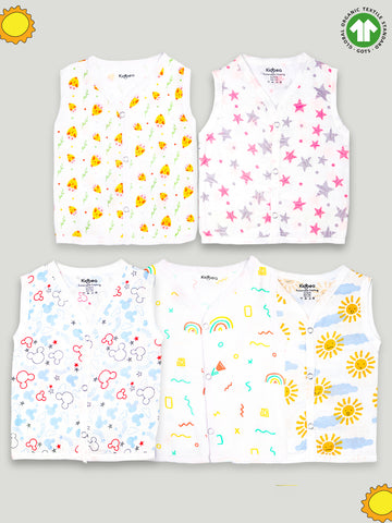 Kidbea Extra Soft Muslin Cotton Jhabla Cloth for Baby | Cute Chick, Star, Rainbows, Mickey and Sun Print