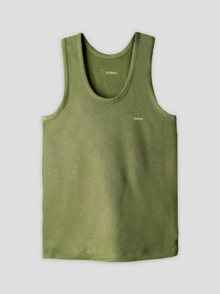 Olive Green Bamboo Vest for Boys – Soft Lightweight & Breathable