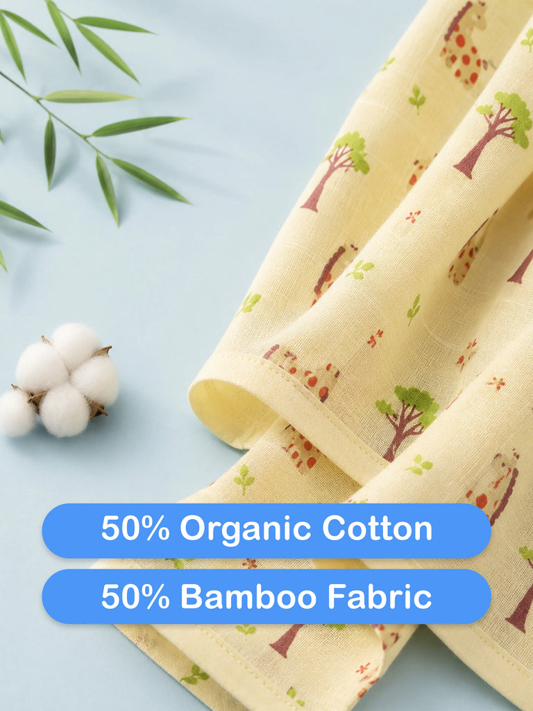 BambooTEC™ Bamboo Muslin Baby Jhabla – Giraffe & Tree Print