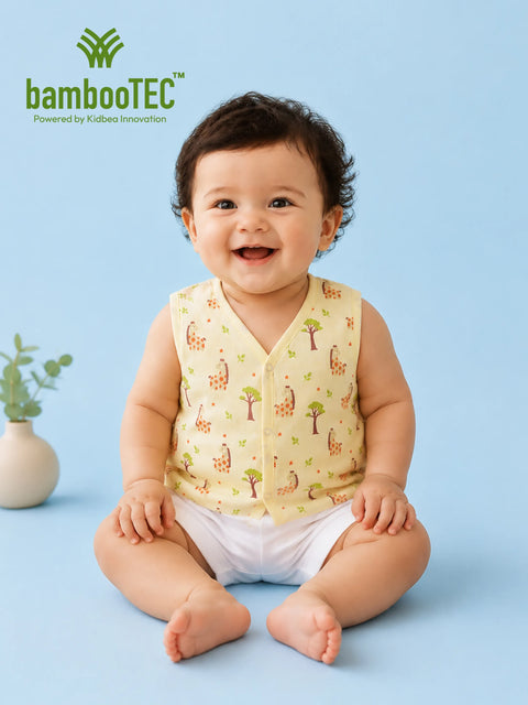 BambooTEC™ Bamboo Muslin Baby Jhabla – Giraffe & Tree Print