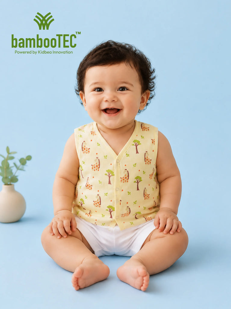 BambooTEC™ Bamboo Muslin Baby Jhabla – Giraffe & Tree Print