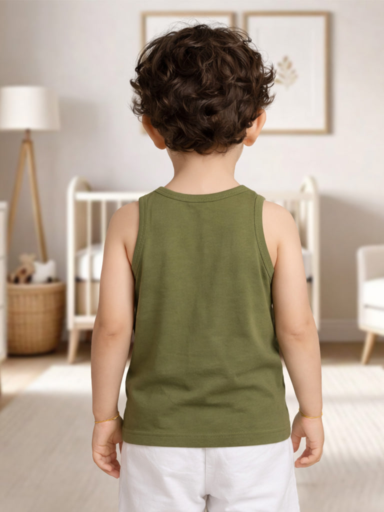 Olive Green Bamboo Vest for Boys – Soft Lightweight & Breathable