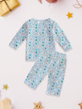 100% Bamboo Cotton Unisex Full Sleeves Bunny Printed Co-Ord Set - Sky Blue