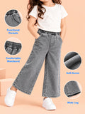 Unisex Denim Jeans – Grey Wide-Leg Casual Jeans with Elasticated Waist