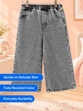 Unisex Denim Jeans – Grey Wide-Leg Casual Jeans with Elasticated Waist