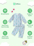 100% Bamboo Cotton Unisex Full Sleeves Bunny Printed Co-Ord Set - Sky Blue