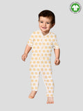 Kidbea 100% cotton  fabric full sleeves & full buttons romper | Pretzel | Yellow