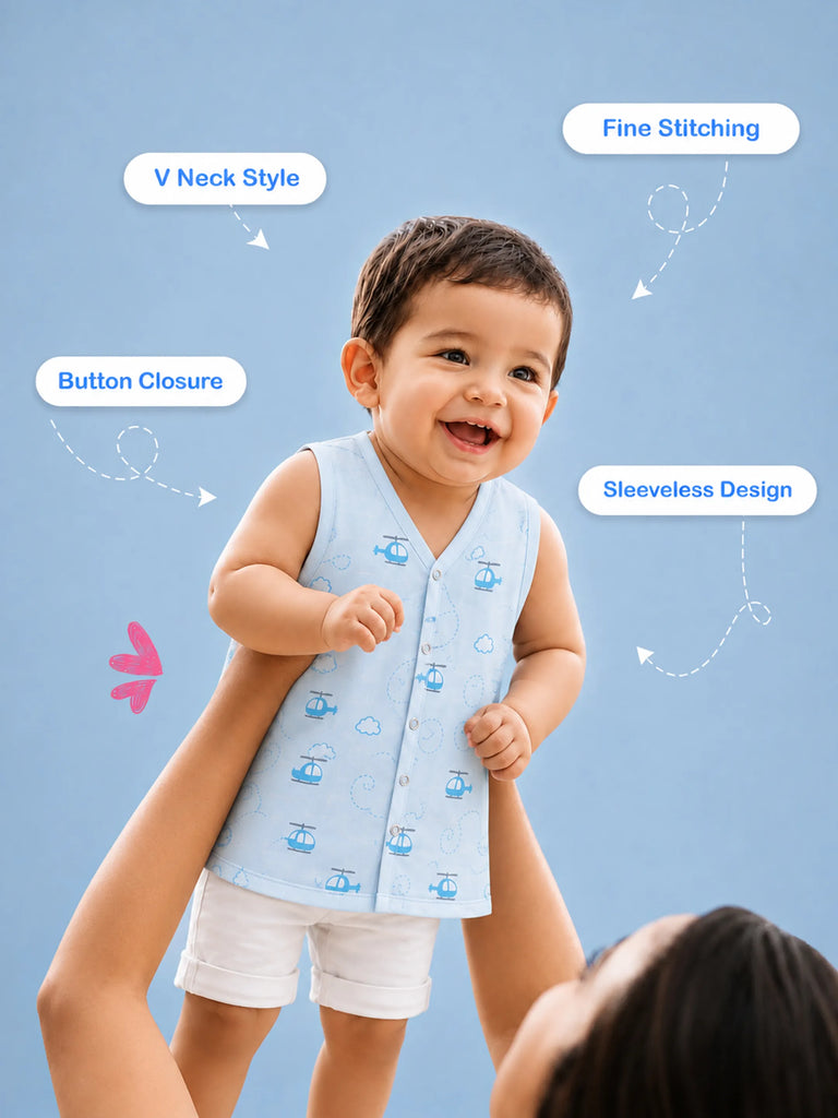 BambooTEC™ Bamboo Muslin Baby Jhabla – Helicopter Print