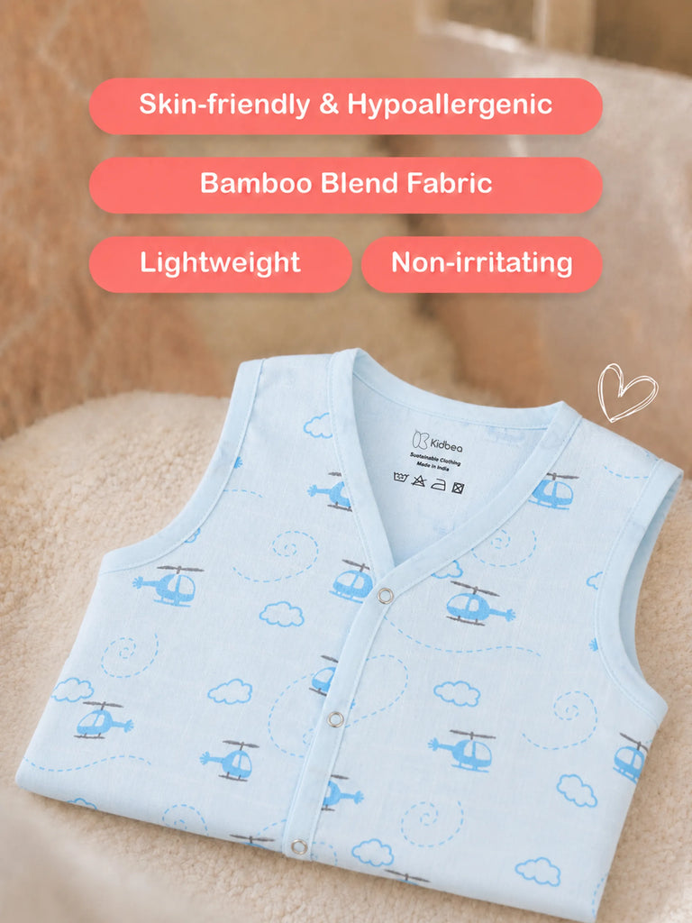BambooTEC™ Bamboo Muslin Baby Jhabla – Helicopter Print