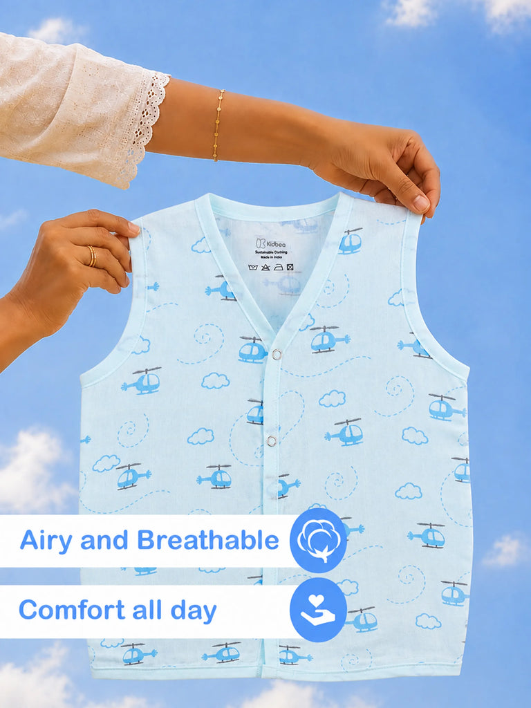 BambooTEC™ Bamboo Muslin Baby Jhabla – Helicopter Print