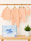 Organic Cotton Baby Gift Set – Bunny Print T-Shirt, Pyjama, Full Romper & Bib for 0–18 Months (4 Piece Set)