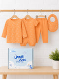 Organic Cotton Baby Gift Set – Giraffe Print T-Shirt, Pyjama, Half Romper & Bib for 0–18 Months (4 Piece Set)
